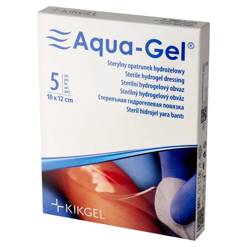 Aqua-Gel, opatrunek na trudno gojące się rany, 10 x 12 cm, 1 szt.