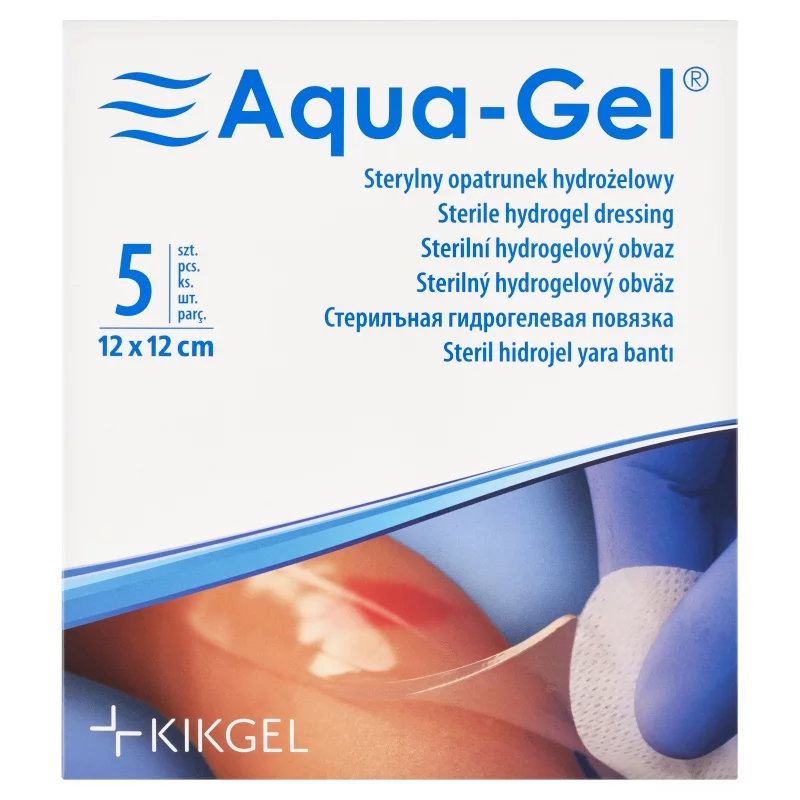 Aqua-Gel, opatrunek na trudno gojące się rany, 12 x 12 cm, 1 szt.