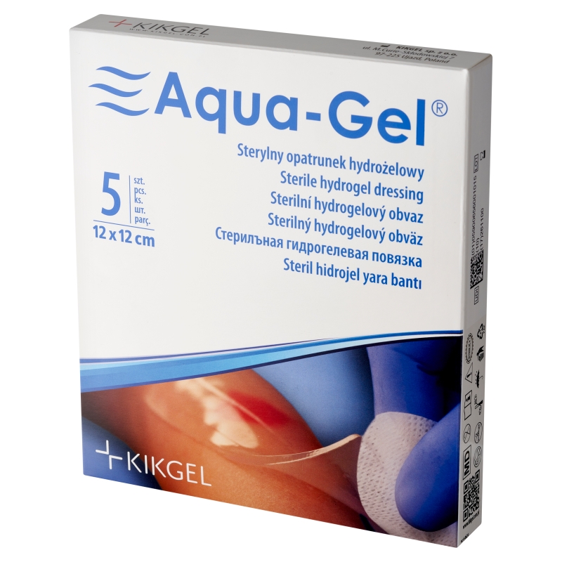 Aqua-Gel, opatrunek na trudno gojące się rany, 12 x 12 cm, 1 szt.