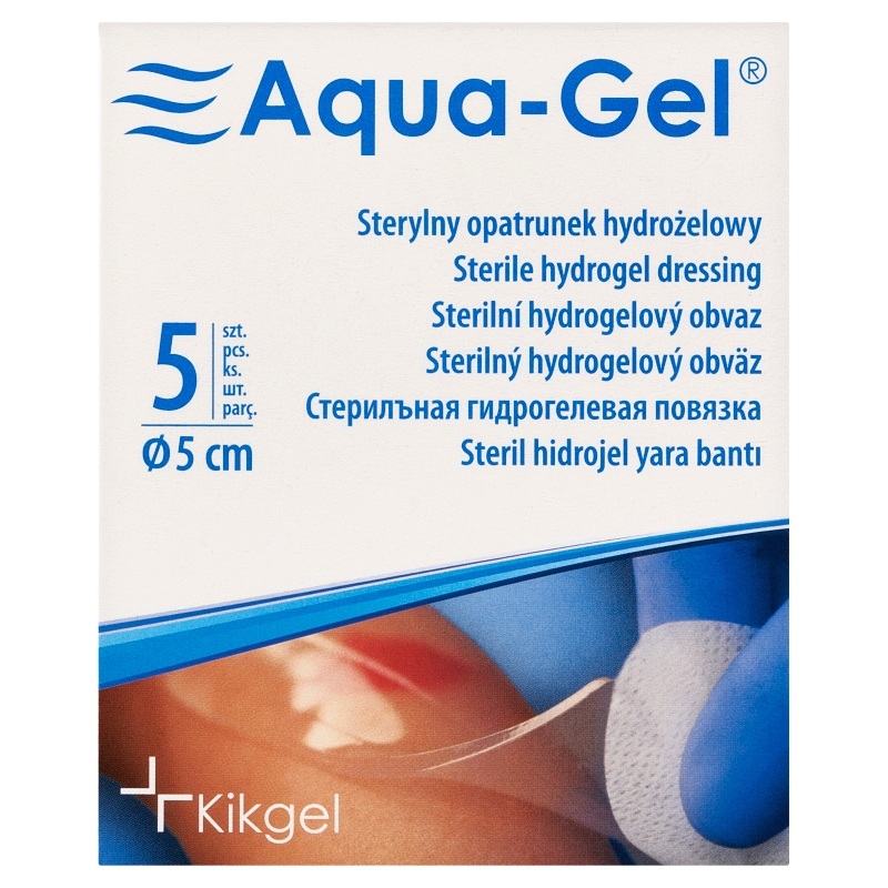 Aqua-Gel, sterylny opatrunek hydrożelowy o średnicy 5 cm, 5 szt.