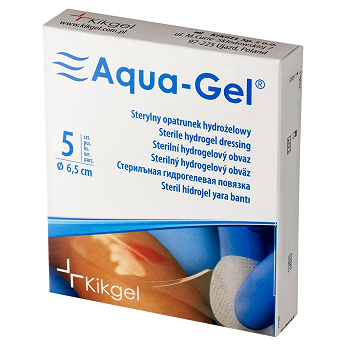 Aqua-Gel, opatrunek na trudno gojące się rany, średnica 6,5 cm, 5 szt.