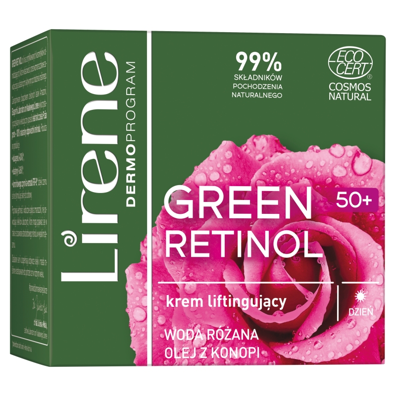 Lirene Green Retinol, krem liftingujący na dzień 50+, 50 ml