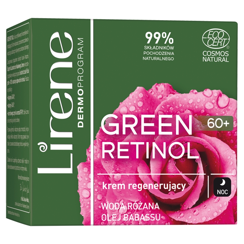 Lirene Green Retinol, krem regenerujący na noc 60+, 50 ml