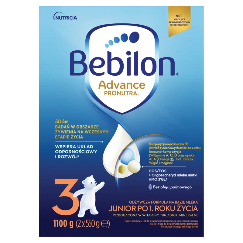 Bebilon Junior 3, mleko modyfikowane po 1 roku życia, 1100 g