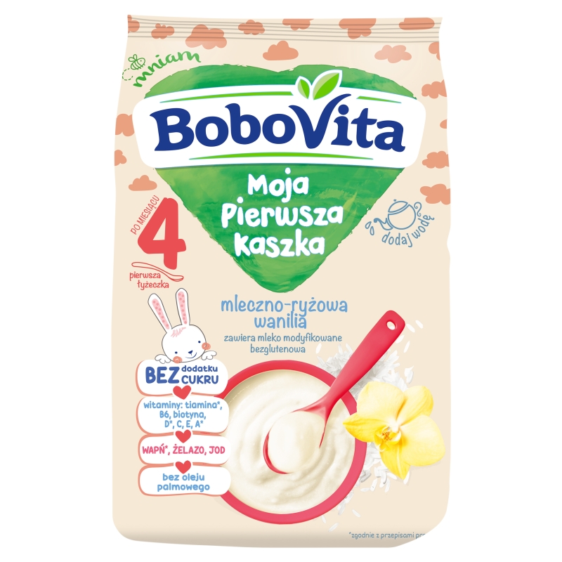 Bobovita Moja Pierwsza Kaszka, mleczno-ryżowa, wanilia, 4m+, 230 g