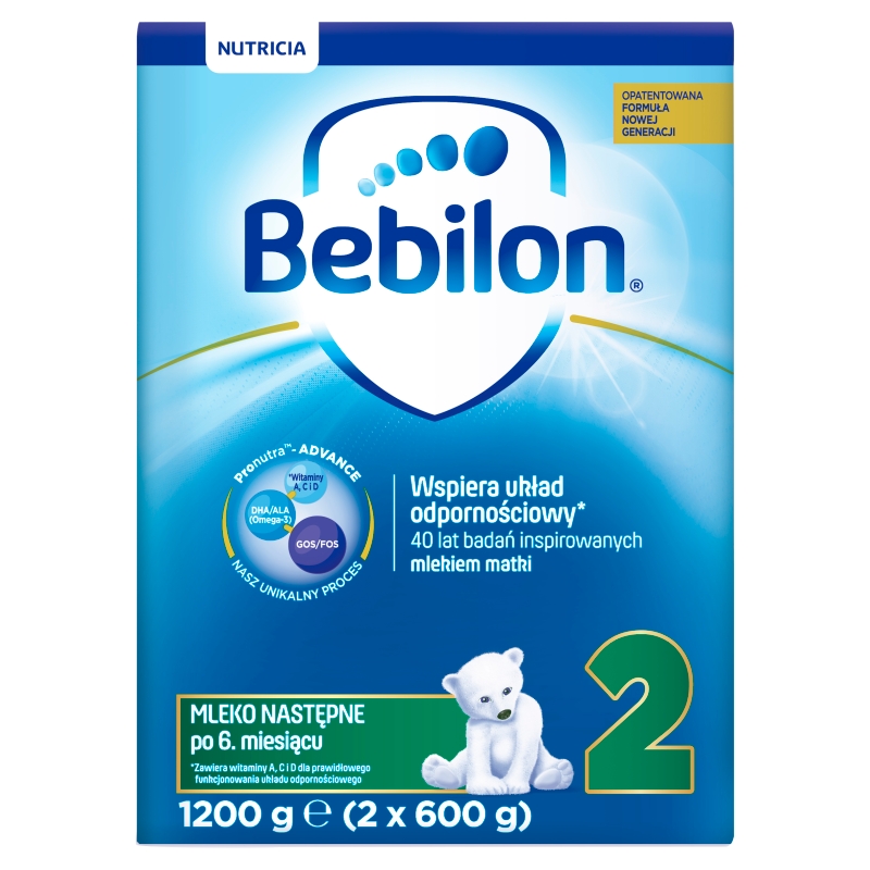 Bebilon 2 z Pronutra Advance, mleko następne po 6. miesiącu w proszku wspierające układ odpornościowy, karton 1200 g