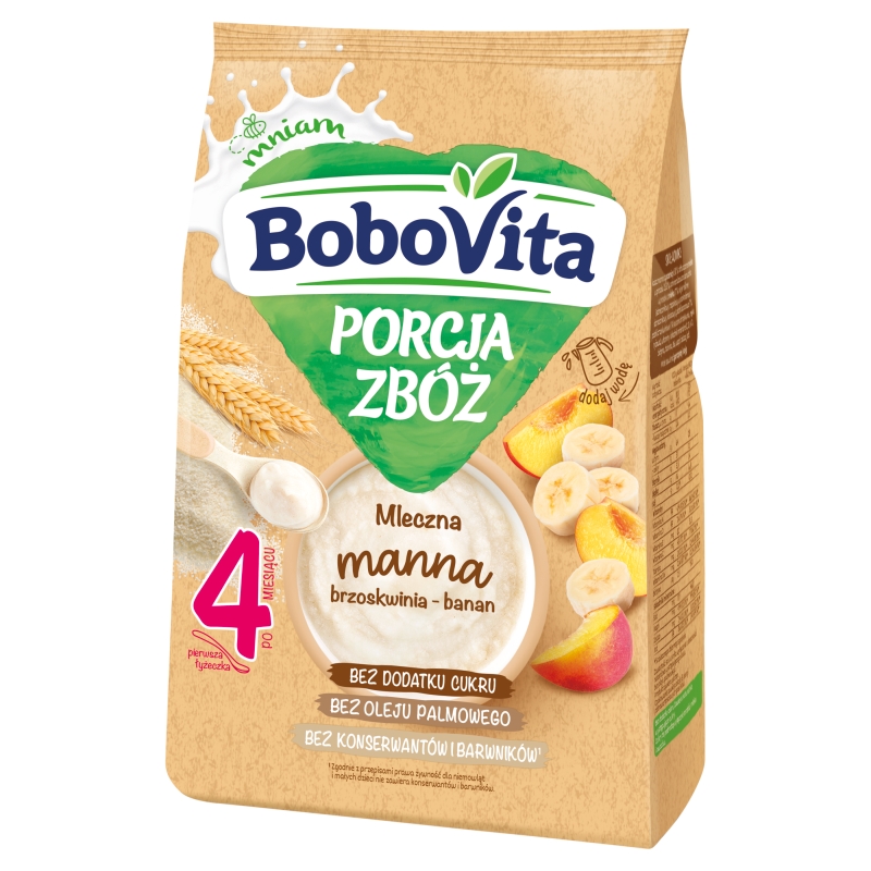 Bobovita Porcja Zbóż, mleczna manna brzoskwinia, banan, 4m+, 210 g