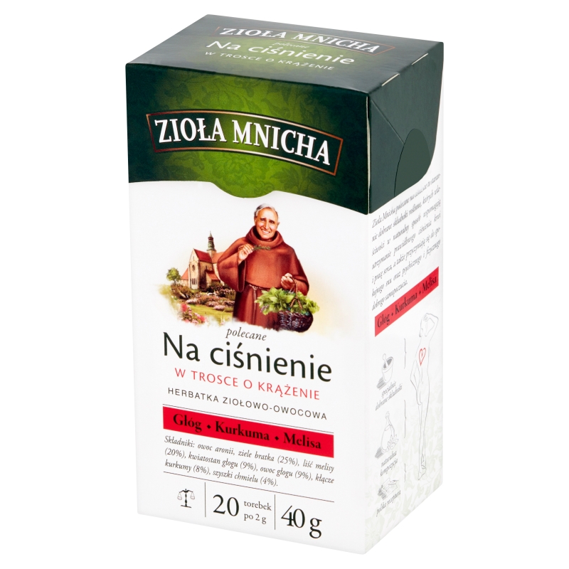 Zioła Mnicha, herbata ziołowa na ciśnienie, 20 toreb. po 2 g
