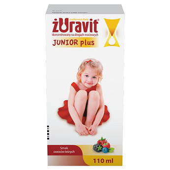 Żuravit Junior Plus , syrop  ze składnikami na prawidłowe funkcjonowanie układu moczowego o smaku owoców leśnych, 100 ml