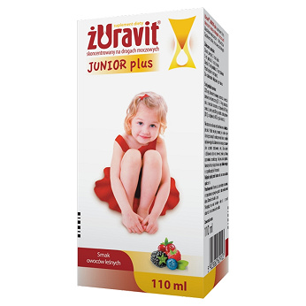 Żuravit Junior Plus , syrop  ze składnikami na prawidłowe funkcjonowanie układu moczowego o smaku owoców leśnych, 100 ml