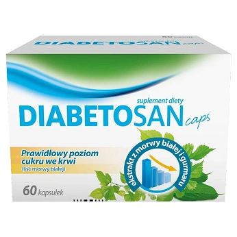 Diabetosan Caps , kapsułki ze składnikami na prawidłowy poziom cukru we krwi, 60 szt.