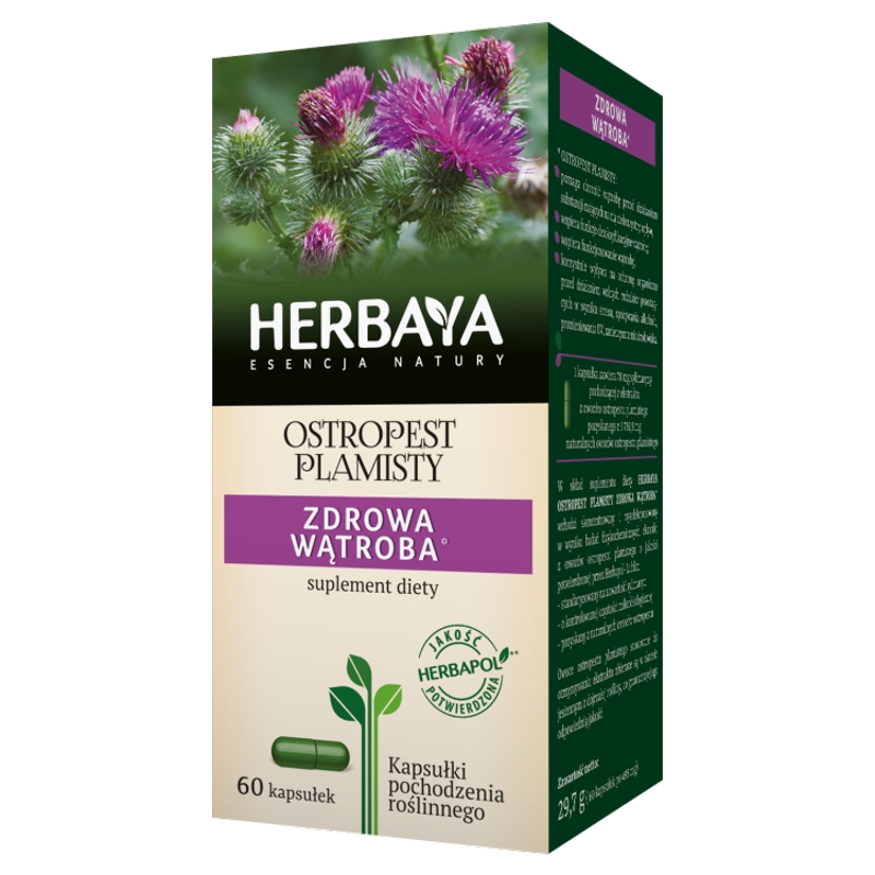 HERBAYA Ostropest plamisty, kapsułki  ze składnikami wspierającymi wątrobę, 60 szt.