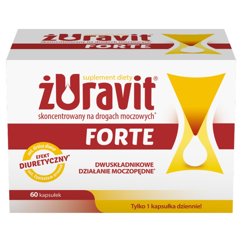 Żuravit Forte, kapsułki ze składnikami wspomagającymi funkcjonowanie dróg moczowych, 60 szt.