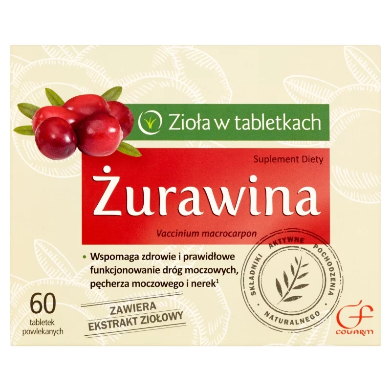Żurawina  tabletki powlekane ze składnikami wspierającymi drogi moczowe, 60 szt.