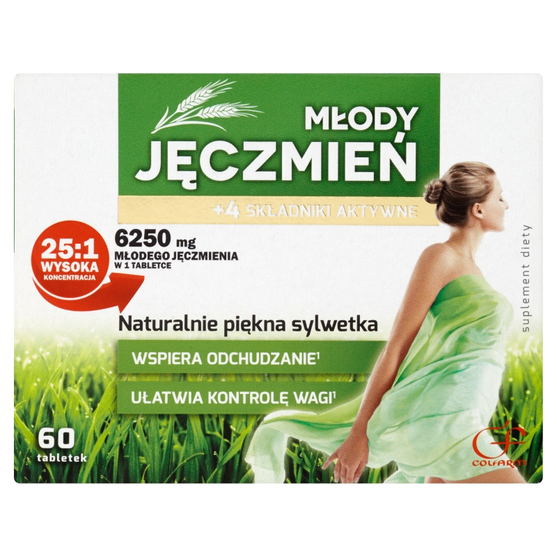 Młody jęczmień tabletki ze składnikami wspierającymi odchudzanie, 60 szt.