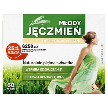 Młody jęczmień, tabletki ze składnikami wspierającymi odchudzanie, 60 szt.