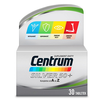 Centrum Silver 50+ , tabletki z kompozycją minerałów i witamin dla osób po 50. roku życia, 30 szt.