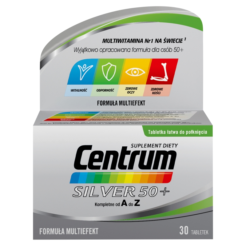 Centrum Silver 50+ , tabletki z kompozycją minerałów i witamin dla osób po 50. roku życia, 30 szt.