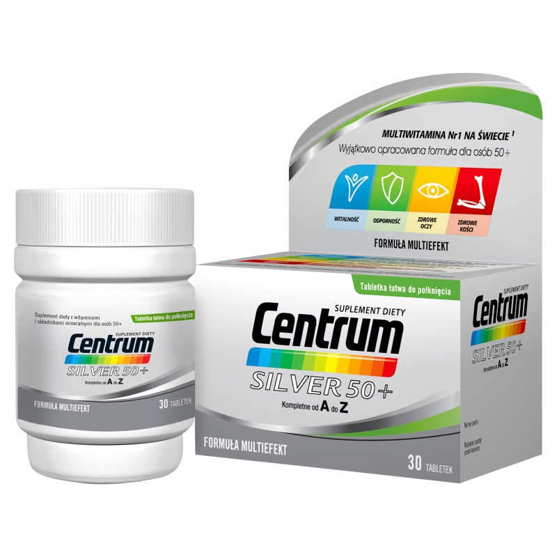 Centrum Silver 50+ , tabletki z kompozycją minerałów i witamin dla osób po 50. roku życia, 30 szt.