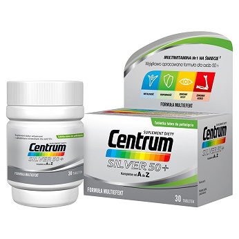 Centrum Silver 50+ , tabletki z kompozycją minerałów i witamin dla osób po 50. roku życia, 30 szt.