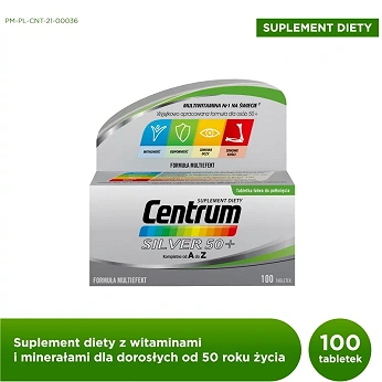Centrum Silver 50+ , tabletki z kompozycją minerałów i witamin dla osób po 50. roku życia, 100 szt.