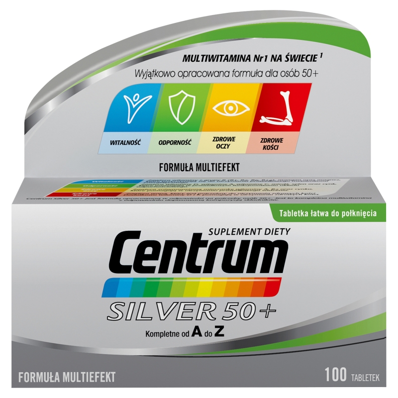 Centrum Silver 50+ , tabletki z kompozycją minerałów i witamin dla osób po 50. roku życia, 100 szt.