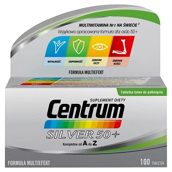Centrum Silver 50+ , tabletki z kompozycją minerałów i witamin dla osób po 50. roku życia, 100 szt.