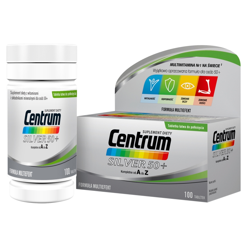 Centrum Silver 50+ , tabletki z kompozycją minerałów i witamin dla osób po 50. roku życia, 100 szt.