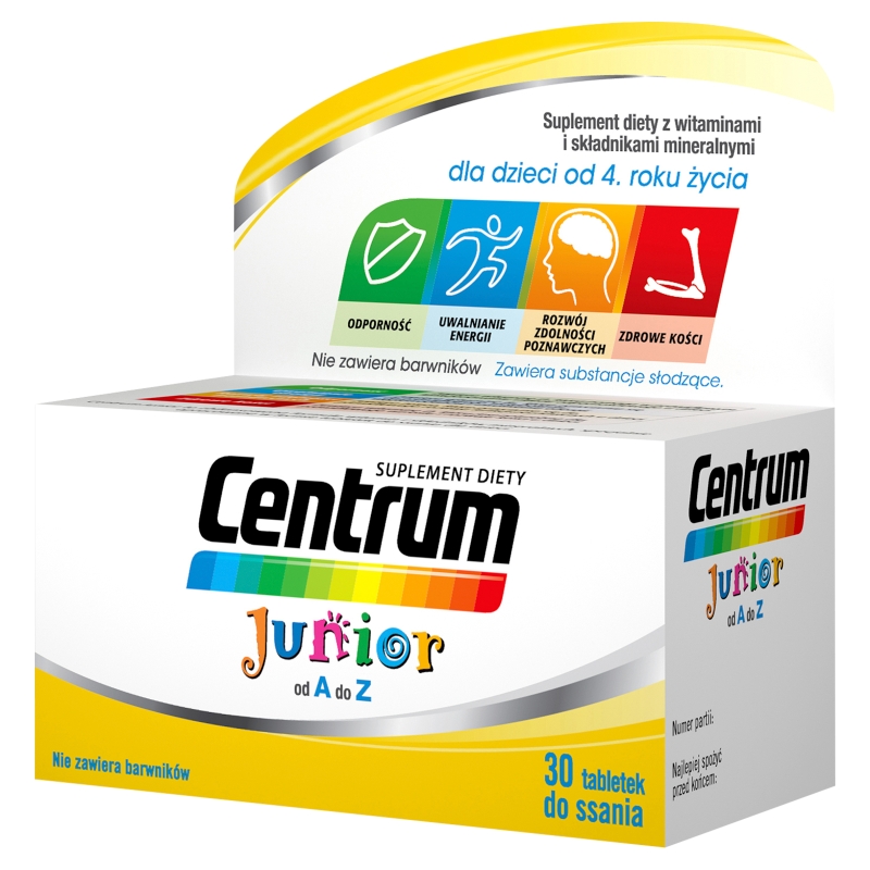 Centrum Junior, tabletki do ssania z witaminami i minerałami dla dzieci, 30 szt.