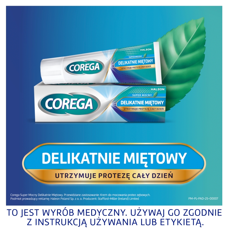 Corega Extra Strong, krem mocujący, delikatnie miętowy, 2 x 40g