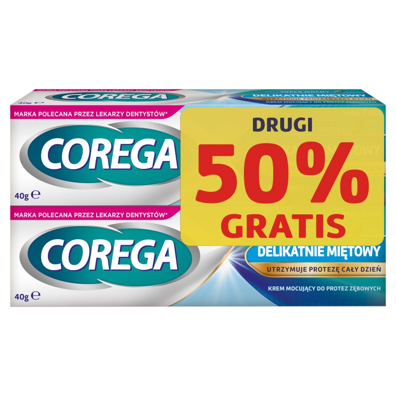 Corega Extra Strong krem mocujący, delikatnie miętowy, 2 x 40g