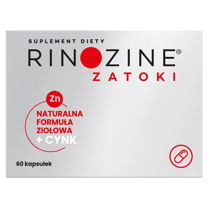 Rinozine Zatoki, kapsułki ze składnikami wspomagającymi organizm w przypadku infekcji górnych dróg oddechowych, 60 szt.