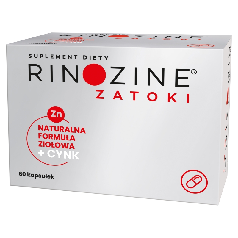 Rinozine Zatoki, kapsułki ze składnikami wspomagającymi organizm w przypadku infekcji górnych dróg oddechowych, 60 szt.