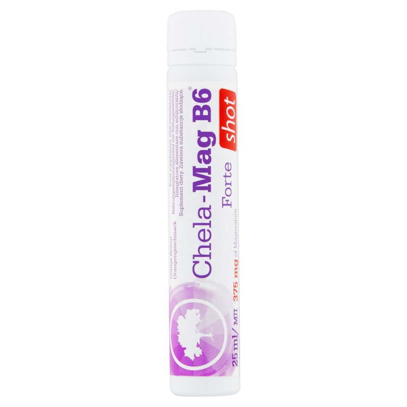 Chela-Mag B6 Forte Shot, płyn z magnezem o smaku pomarańczowym, 1 ampułka 25 ml