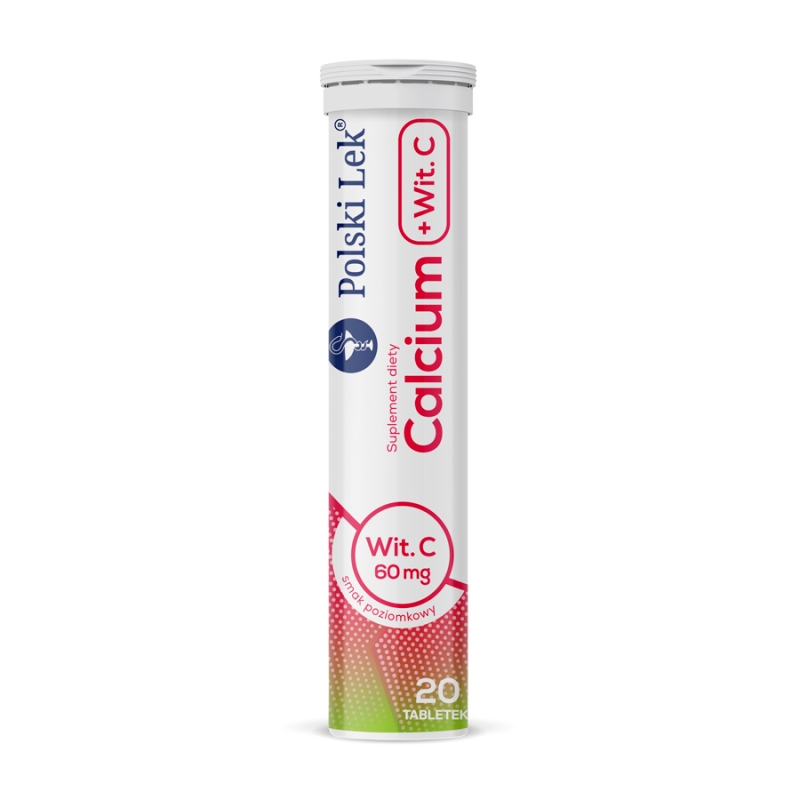 Calcium z Vit. C tabletki z wapniem i witaminą C, o smaku poziomkowym, 20 szt.