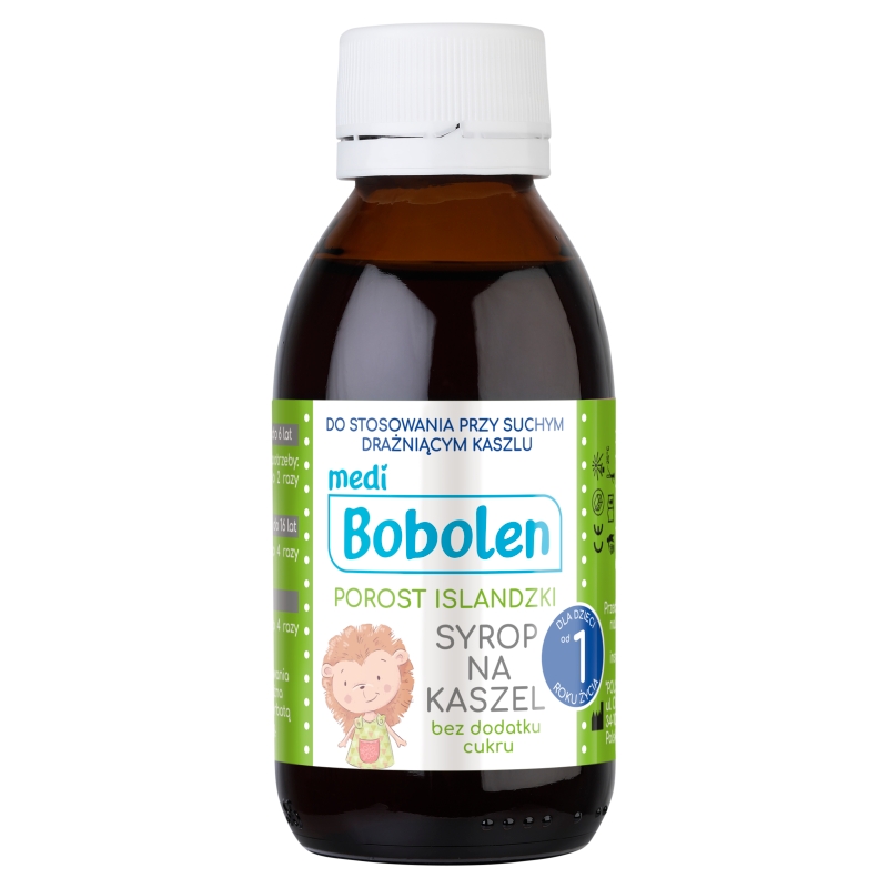 Bobolen Porost Islandzki, syrop na kaszel dla dzieci, butelka 120 ml