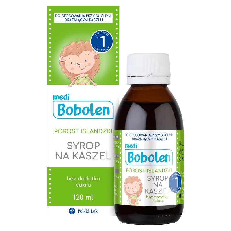 Bobolen Porost Islandzki, syrop na kaszel dla dzieci, butelka 120 ml