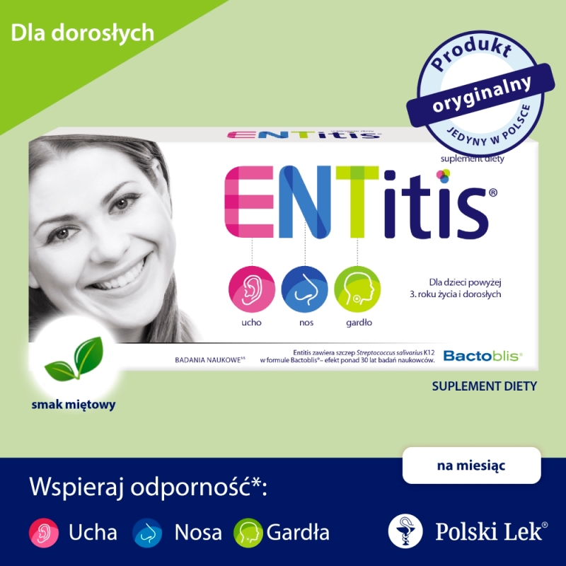 ENTitis o smaku miętowym,, 30 pastylek KRÓTKA DATA 31.08.2026