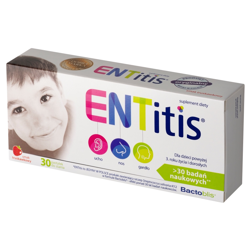 ENTitis, pastylki  o smaku truskawkowym, 30 szt. KRÓTKA DATA 31.07.2026