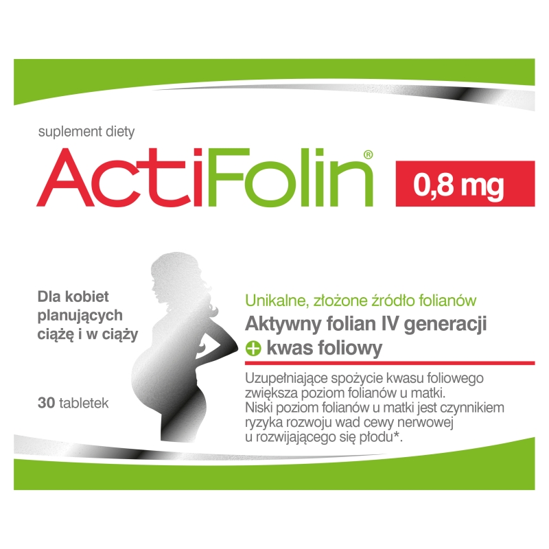ActiFolin 0,8 mg , tabletki z kwasem foliowym dla kobiet planujących ciążę i w ciąży, 30 szt.