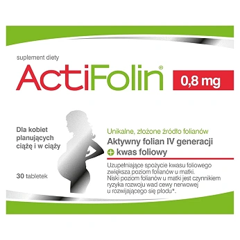 ActiFolin 0,8 mg , tabletki z kwasem foliowym dla kobiet planujących ciążę i w ciąży, 30 szt.