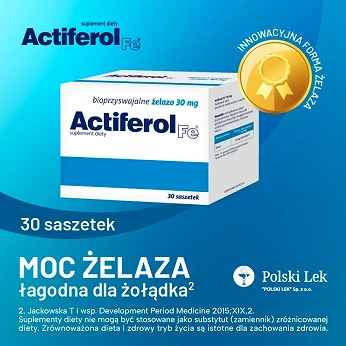 Actiferol Fe, saszetki ze składniakami uzupełniającymi dietę w żelazo, 30 szt.