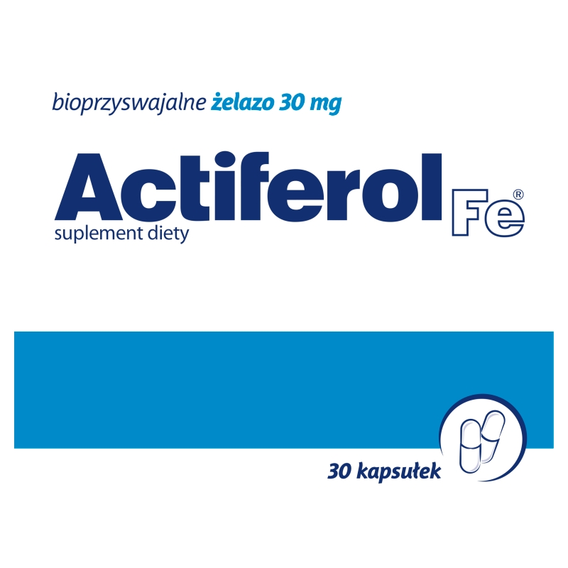 Actiferol Fe , kapsułki ze składnikami uzupełniającymi codzienną dietę w żelazo, 30 szt.