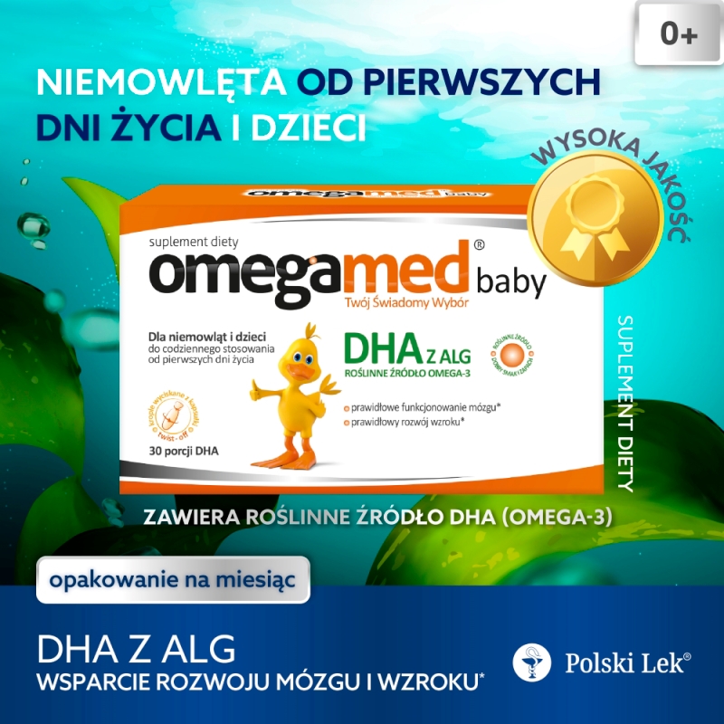 Omegamed Baby, kapsułki twist-off ze składnikami uzupełniającymi dietę w kwas DHA, dla niemowląt, 30 szt.