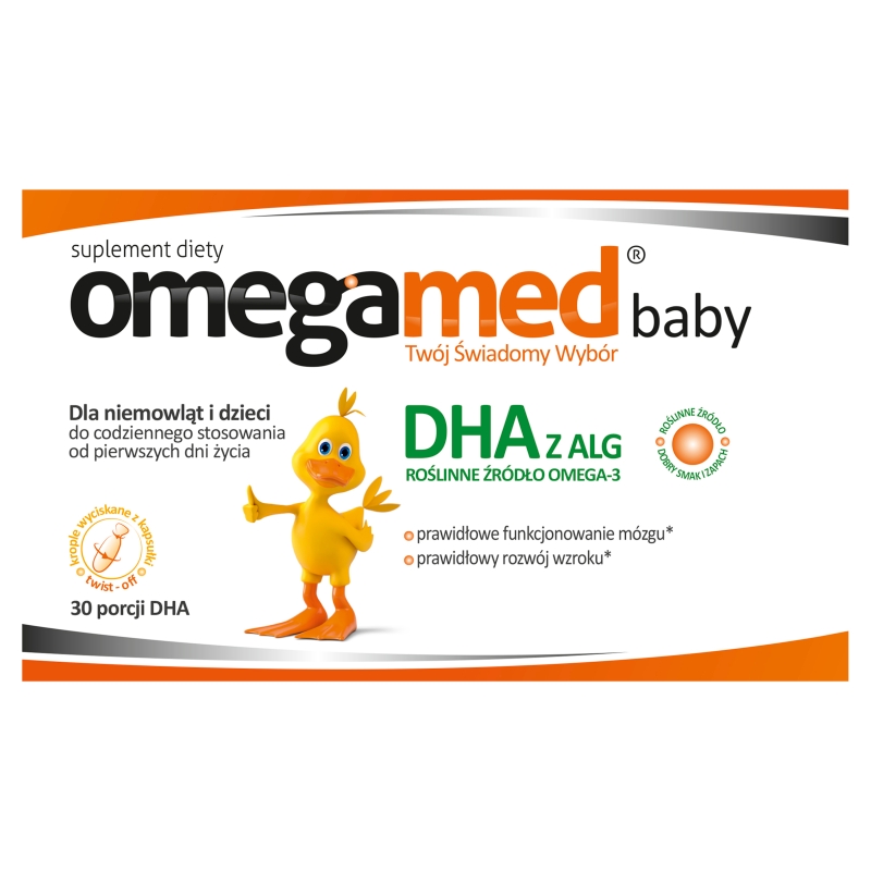 Omegamed Baby, kapsułki twist-off ze składnikami uzupełniającymi dietę w kwas DHA, dla niemowląt, 30 szt.