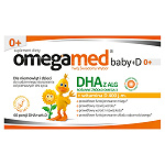 Omegamed Baby+D 0+ kapsułki twist-off ze składnikami uzupełniającymi dietę w kwas DHA i witaminę D, dla niemowląt, 60 szt.