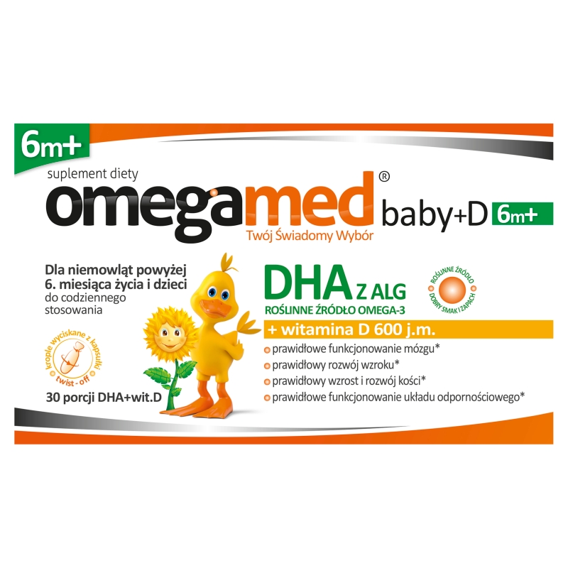 Omegamed Baby +D 6m+ kapsułki twist off z DHA i witaminą D dla niemowląt, 30 SZT.