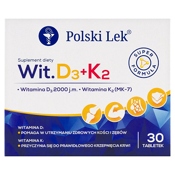 Sundovit D3 + K2, tabletki ze składnikami wspierającymi zdrowe kości i zęby, 30 szt.