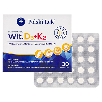 Sundovit D3 + K2, tabletki ze składnikami wspierającymi zdrowe kości i zęby, 30 szt.
