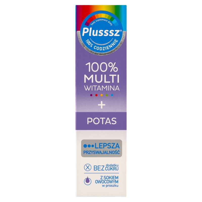 Plusssz 100% Multiwitamina + Potas, tabletki musujące z witaminami, 20 szt.
